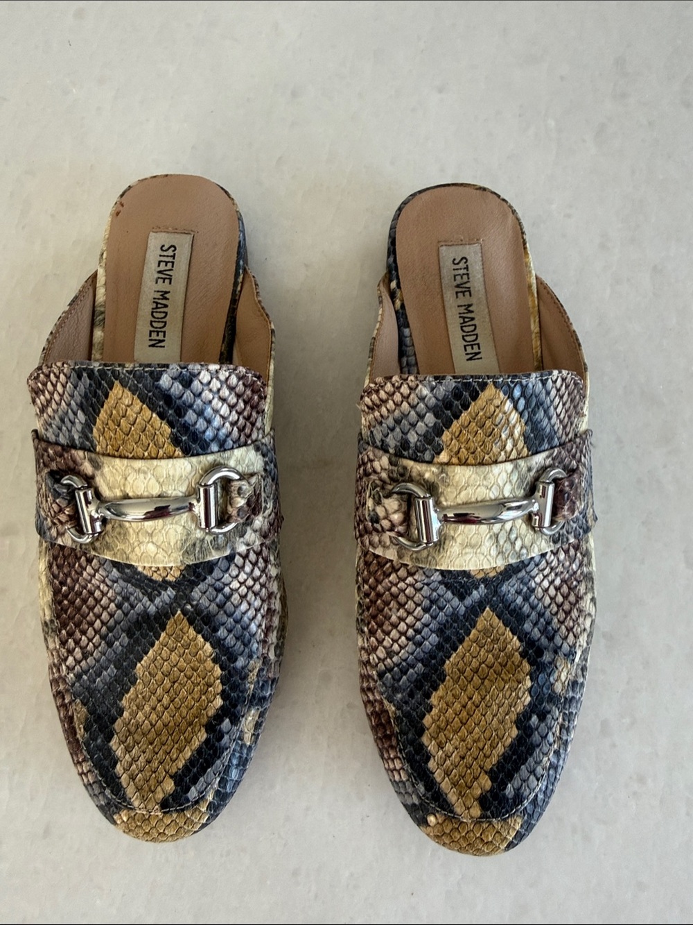 Steve Madden Snake-Print Slide Mules worn twice